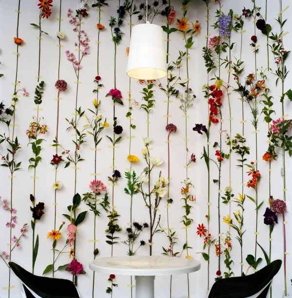 Dekorative vægbeklædning-blomster væg ideer