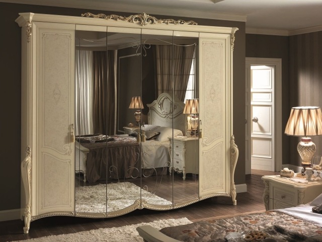 Style garderobe spejl udsmykkede elfenben tiziano arredoklassiker