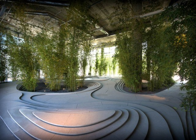 Landskabspleje og havedesign moderne bambusplanter bølgeform gulvplader trin