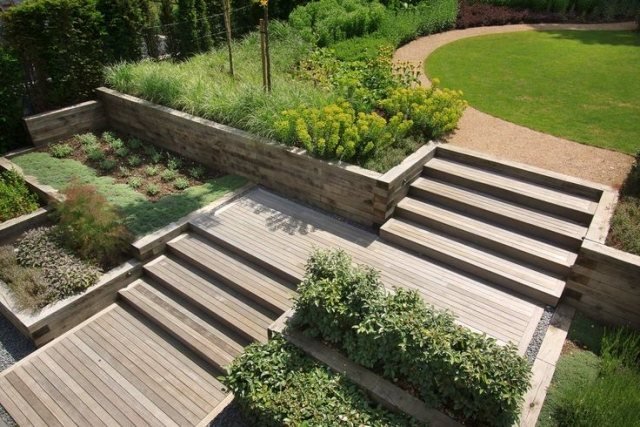 design have landskab træ trin terrasser beplantninger