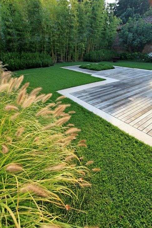 Landskabspleje og havearbejde ideer græsplæne terrasse træ kant
