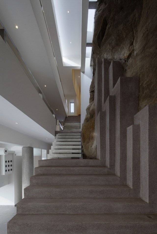 stentrapper moderne trapper ideer skulpturelle sten sten integreret