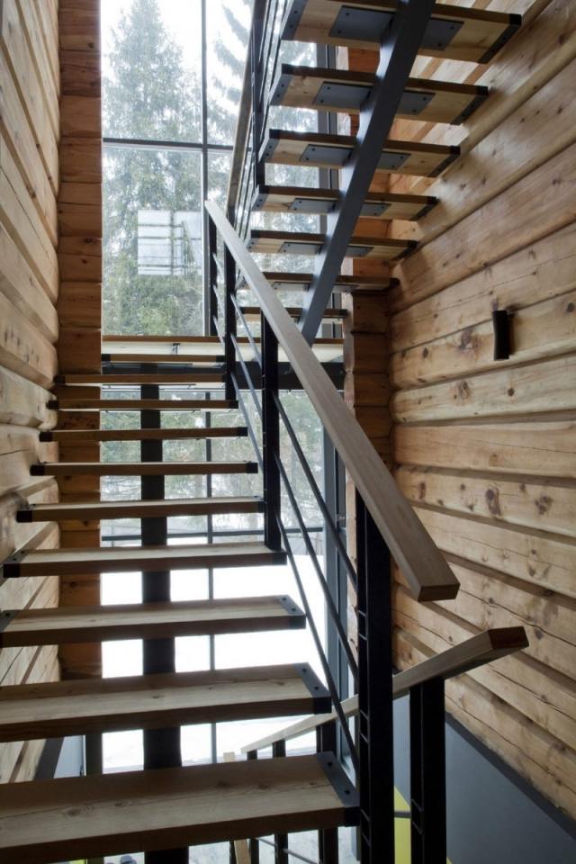 moderne trappe platform trappe træ stål sort