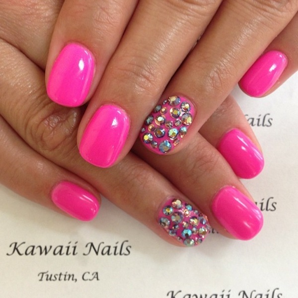 Negle design-rhinestones-signal pink