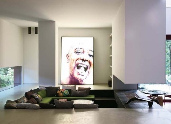 Siddeområde lounge design indendørs væg design ideer
