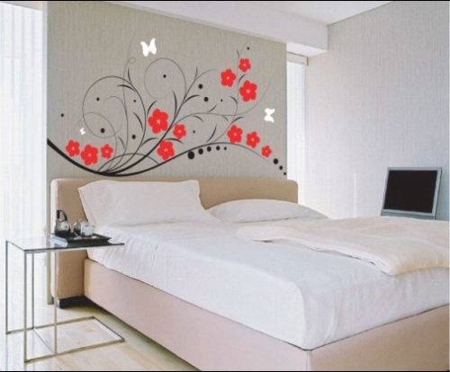 20 fede ideer til wallstickers design soveværelse blomster