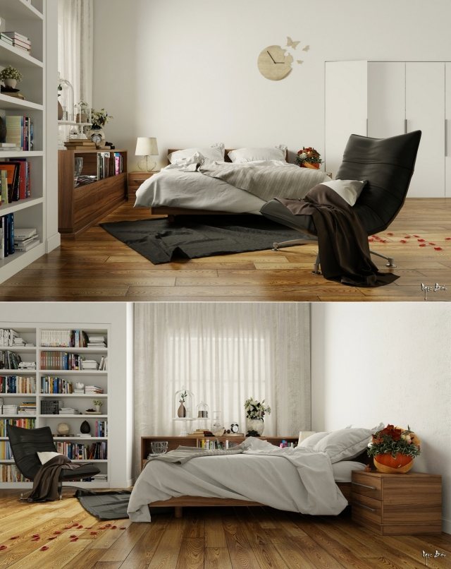 moderne soveværelse design laminatgulv kommode stående hylde