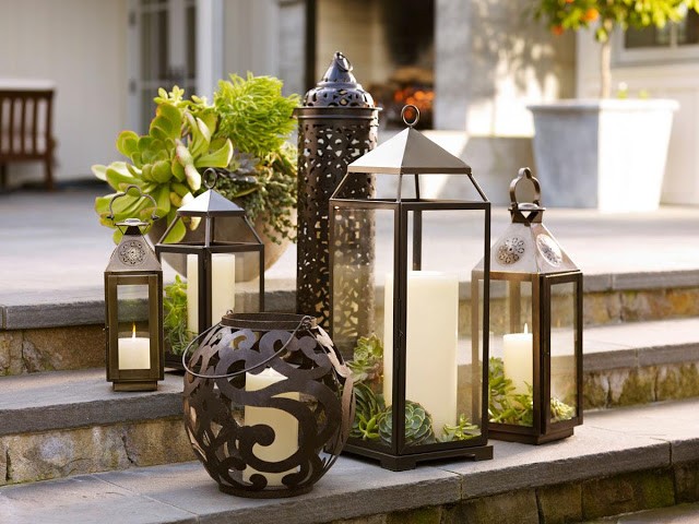 Designideer lantern smedejern saftige stearinlys