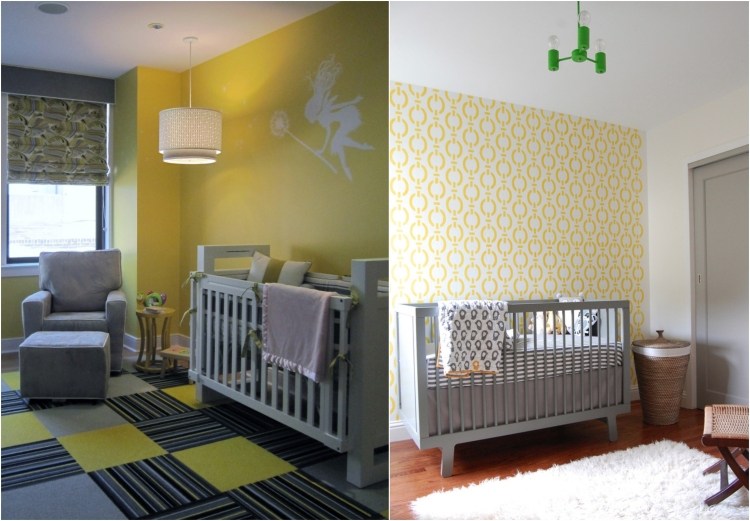 baby værelse-deco-grå-gul-tapet-stencil-fe