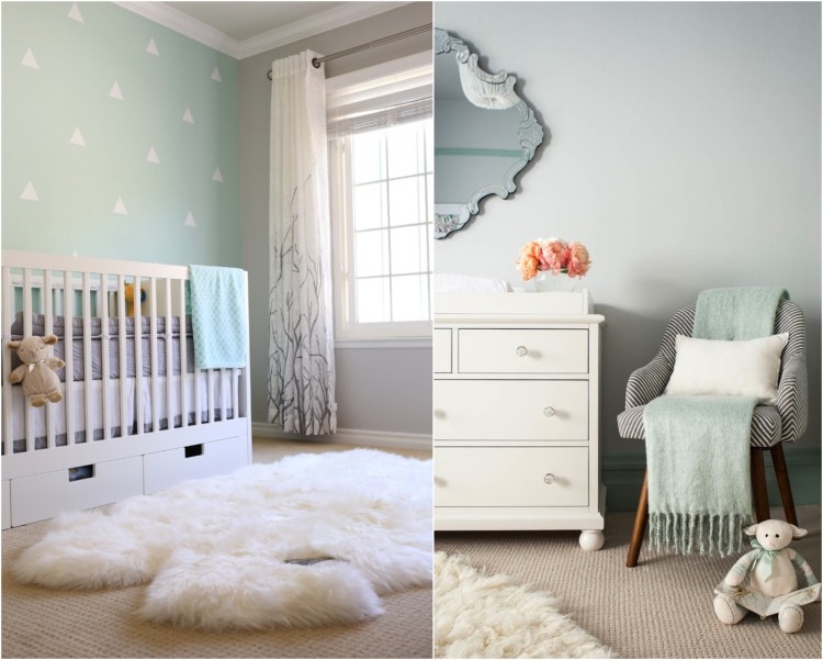 baby værelse-dekoration-mynte-grøn-hvid-grå-mejetærsker