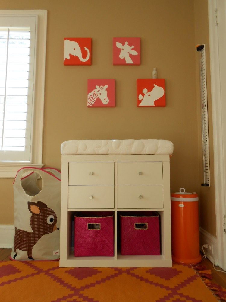 baby værelse-dekoration-orange-koral-dyr-vægmalerier