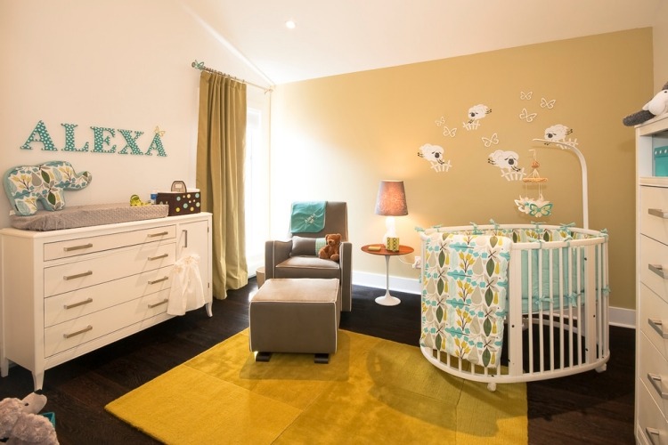 baby værelse-dekoration-gul-blå-får-væg-klistermærke