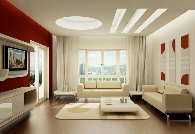 stue-loft-design-ophængt-loft-væg-dekoration-ideer