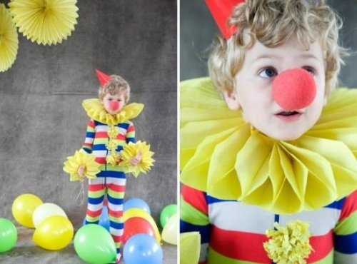 Karneval kostumer børn babyer ideer klovn gul krave