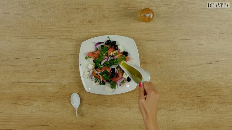 Vandmelonfeta salat til vægttab med mynteopskrift