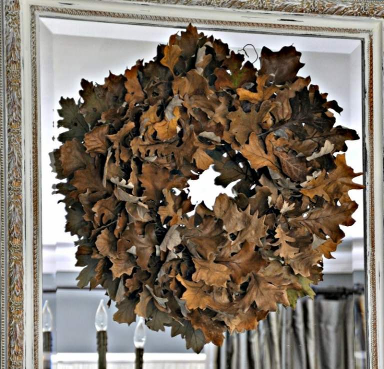 Håndværk ideer til efterårsblade brun krans spejl