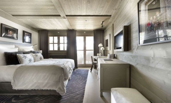 Design Chalet-K2 Courchevel-Frankrig soveværelse-træ vægbeklædning