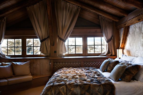Idéer til indretning af soveværelser Rustik chalet des Fermes-Chambre Alperne