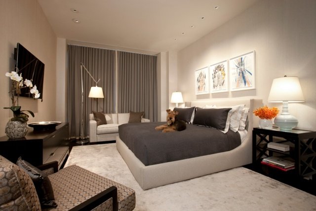 ideer-moderne-soveværelse-gardiner-grå