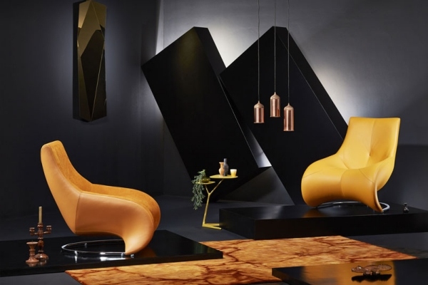 gul lænestol stue ideer moderne design-Leolux-darius møblering ideer