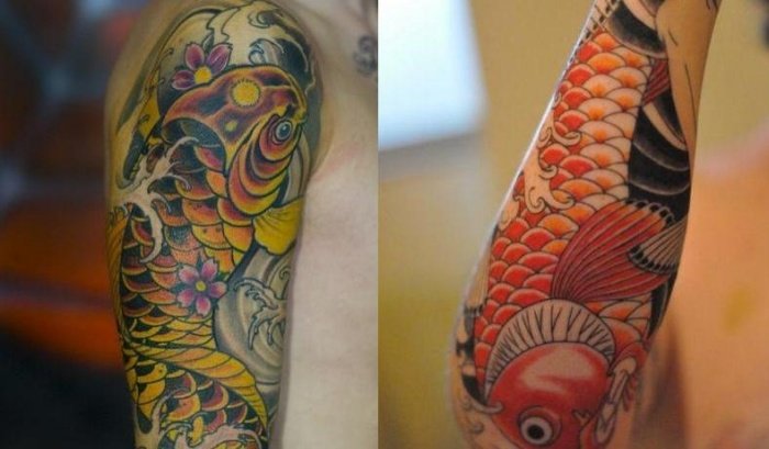 koi-fisk-repræsentationer-tatovering-skabeloner-underarm-overarm-synlige-skalaer