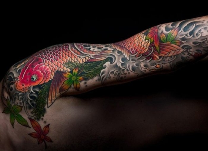 Koi-tatovering-arm-ærme-designs-til-mænd-og-kvinder-skabeloner