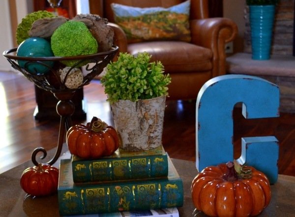 Idéer Herbstdeko sofabord birketræ vase keramiske græskar
