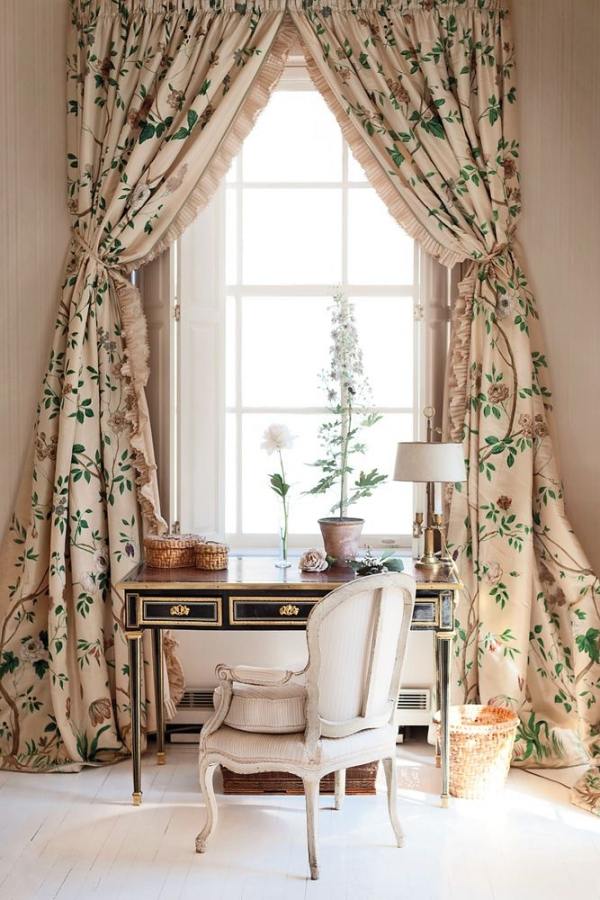 Vintage gardin blomster mønster traditionelle vindue dressing hjem ideer
