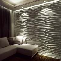 ljus bambu 3D -panel i vardagsrummet foto