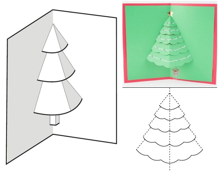 Pop op julekort med fyrretræsskabeloner