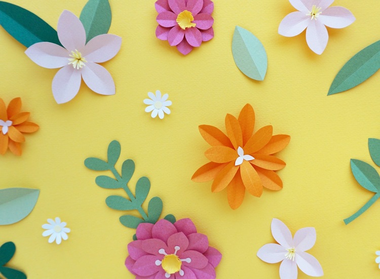 Papirblomster gør forskellige typer blomster friske farver forårssommer