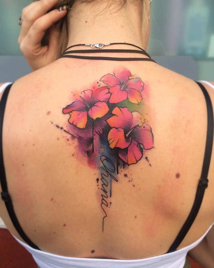 ohana tatovering tilbage store akvarel ideer kvinder