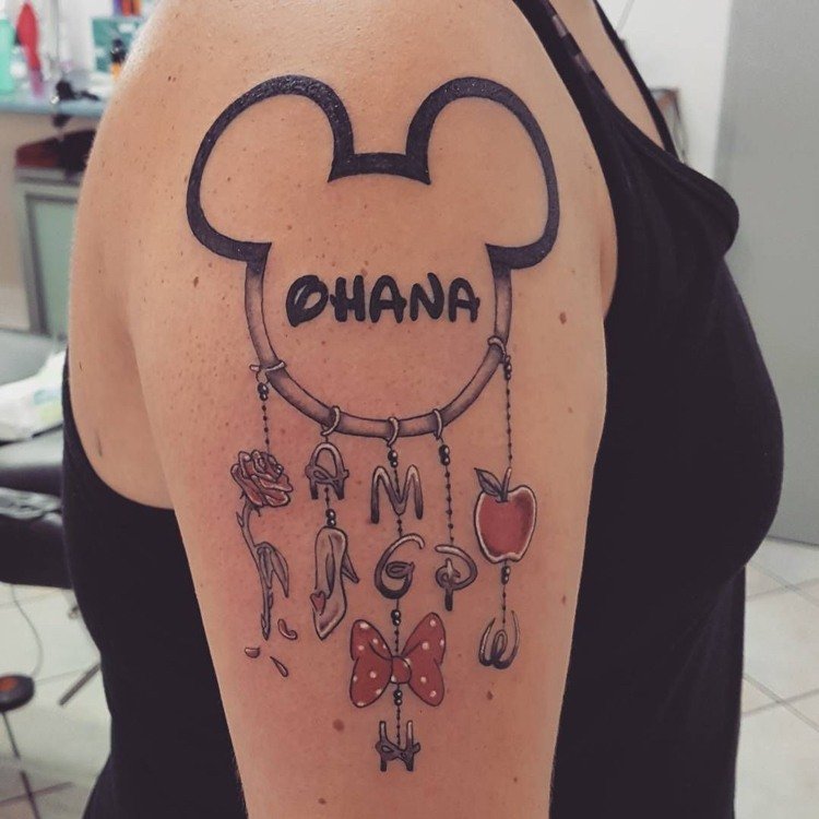 ohana tatovering overarm disney inspireret mickey mouse