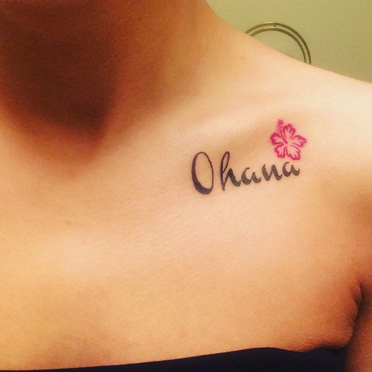 ohana tatovering skumfidus blomst skulder