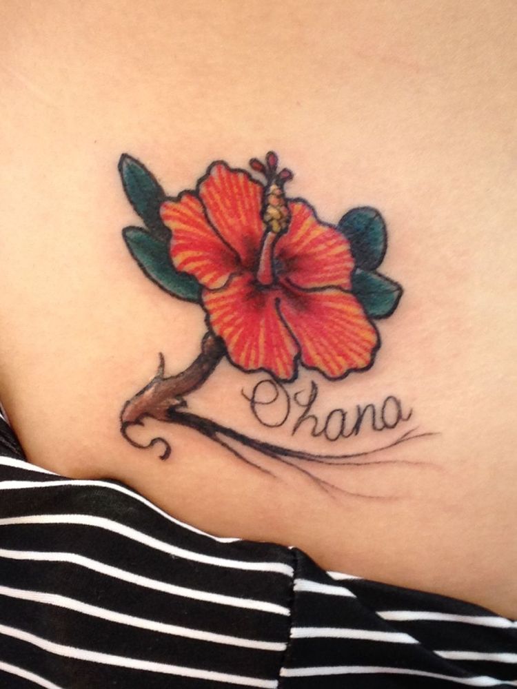 ohana tatovering skumfidus blomst rød