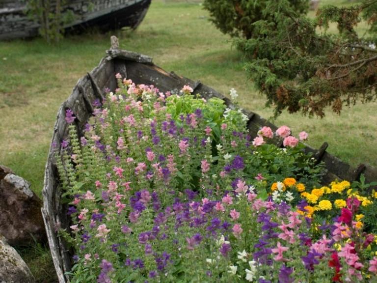 Plantning-kreativ-have-ideer-gammel-båd