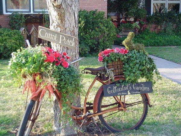kreative haveideer brug gammel cykelblomsterkurv