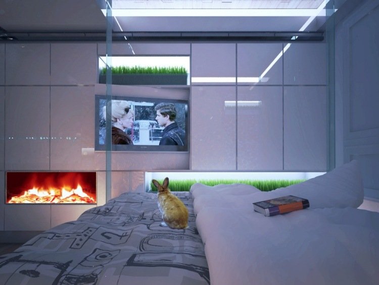 Vægbelysning-ideer-soveværelse-indbygget i skab-nicher-belyst