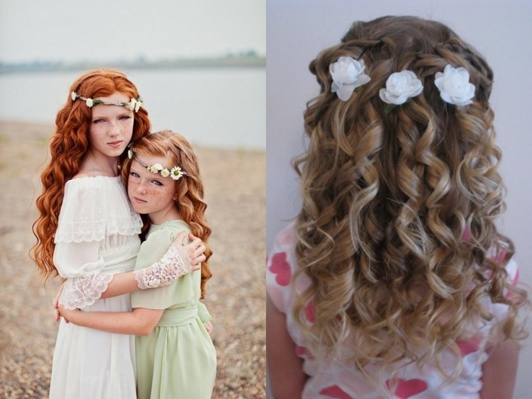 pige-frisurer-kreative-sarte-blomster-streng-krøller-hår-åbne