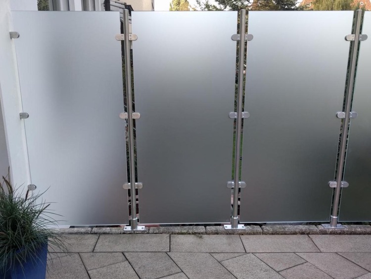 Terrasse privatliv skærm glas pladsbesparende rustfrit stål stolper