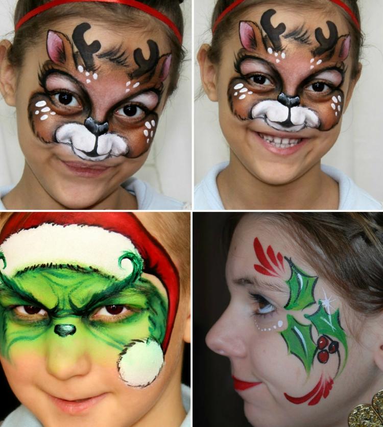 ansigtsmaling julemotiver ideer instruktioner make-up selv