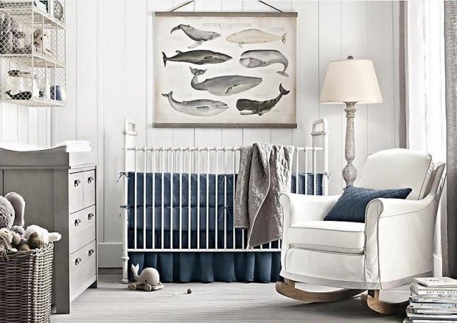 baby værelse vintage design dreng maritim blå lysegrå