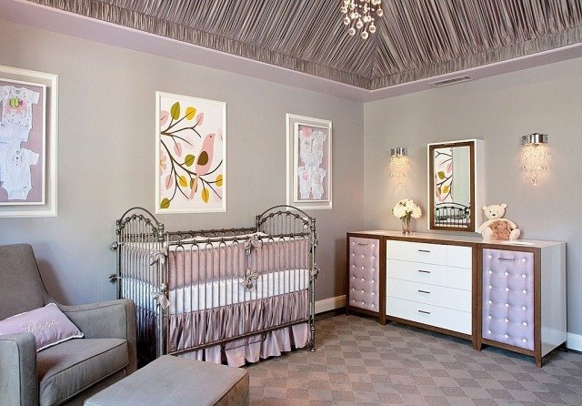 baby værelse pige lilla farve romantisk flair loft design