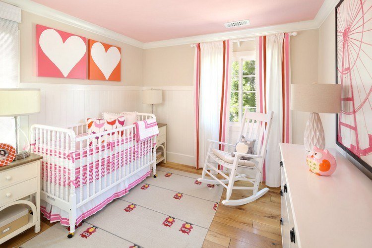 Baby værelse design-maedchen-rosa-hvid-orange
