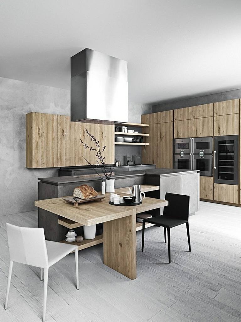 billeder til køkken eg design minimalistisk gråt spisebord sort og hvidt