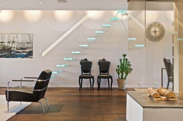 glas cantilevered trappe moderne designer trappe type loft lejlighed