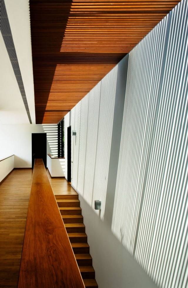 Indvendige trapper design-træ rustfrit stål indretning