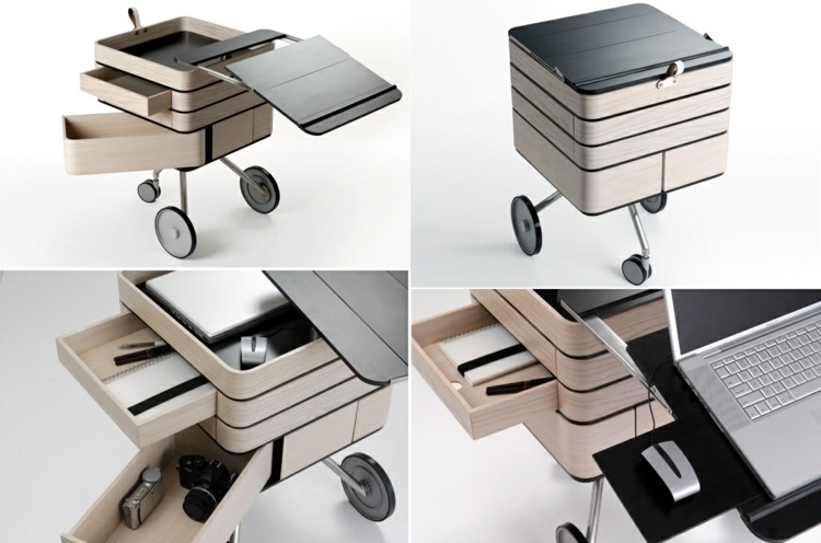 Hjemmekontormøbler mobil-arbejdsbord-CI-skrivebord-træ-skuffer-udtrækkelig-bordplade-bærbar computer