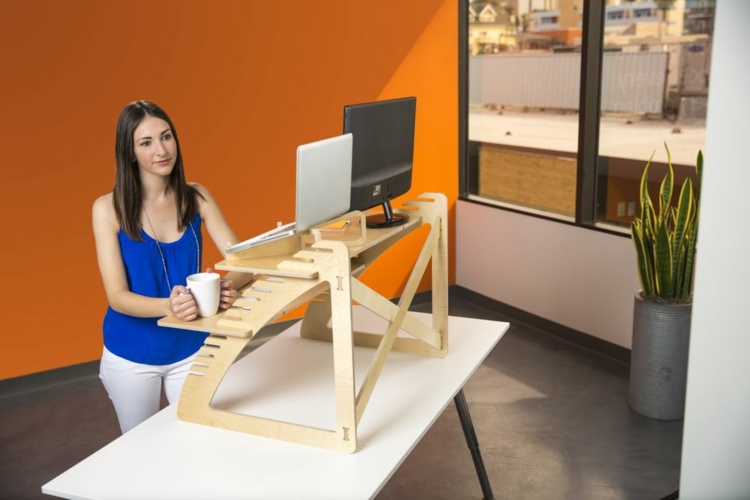 Hjemmekontormøbler mobil-arbejdsbord-træ-to-niveau-readydesk