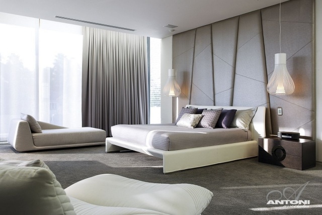 væg-design-dekorative-paneler-polstring-abstrakt-geometrisk-soveværelse
